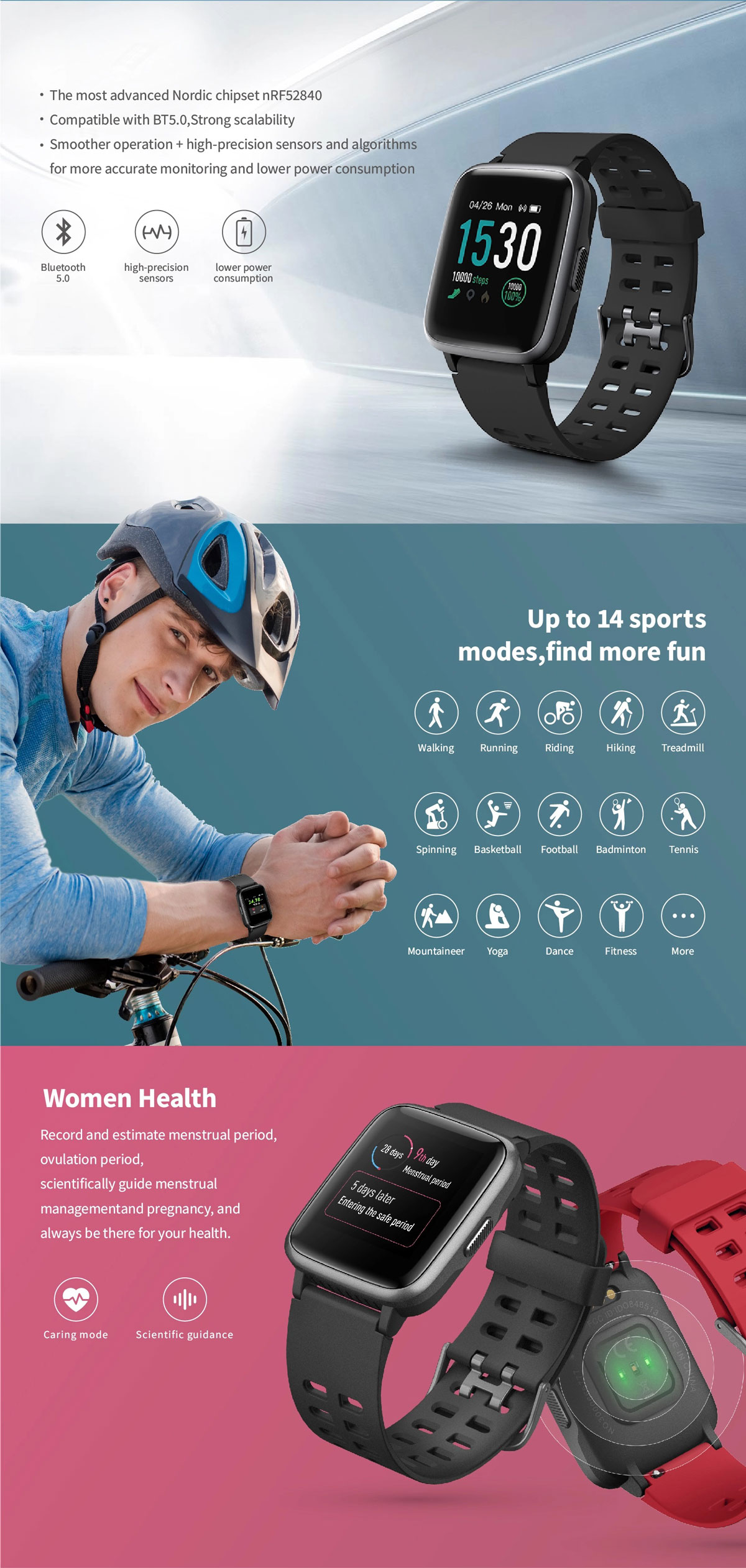 Willful Smart Watch for Men Women with Heart Rate Monitor IP68